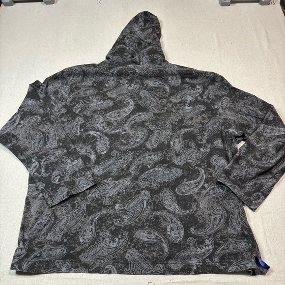 Robert Graham Men's 2XL Gray Black Allover Paisley Lightweight Hoodie Pullover - Picture 3 of 6